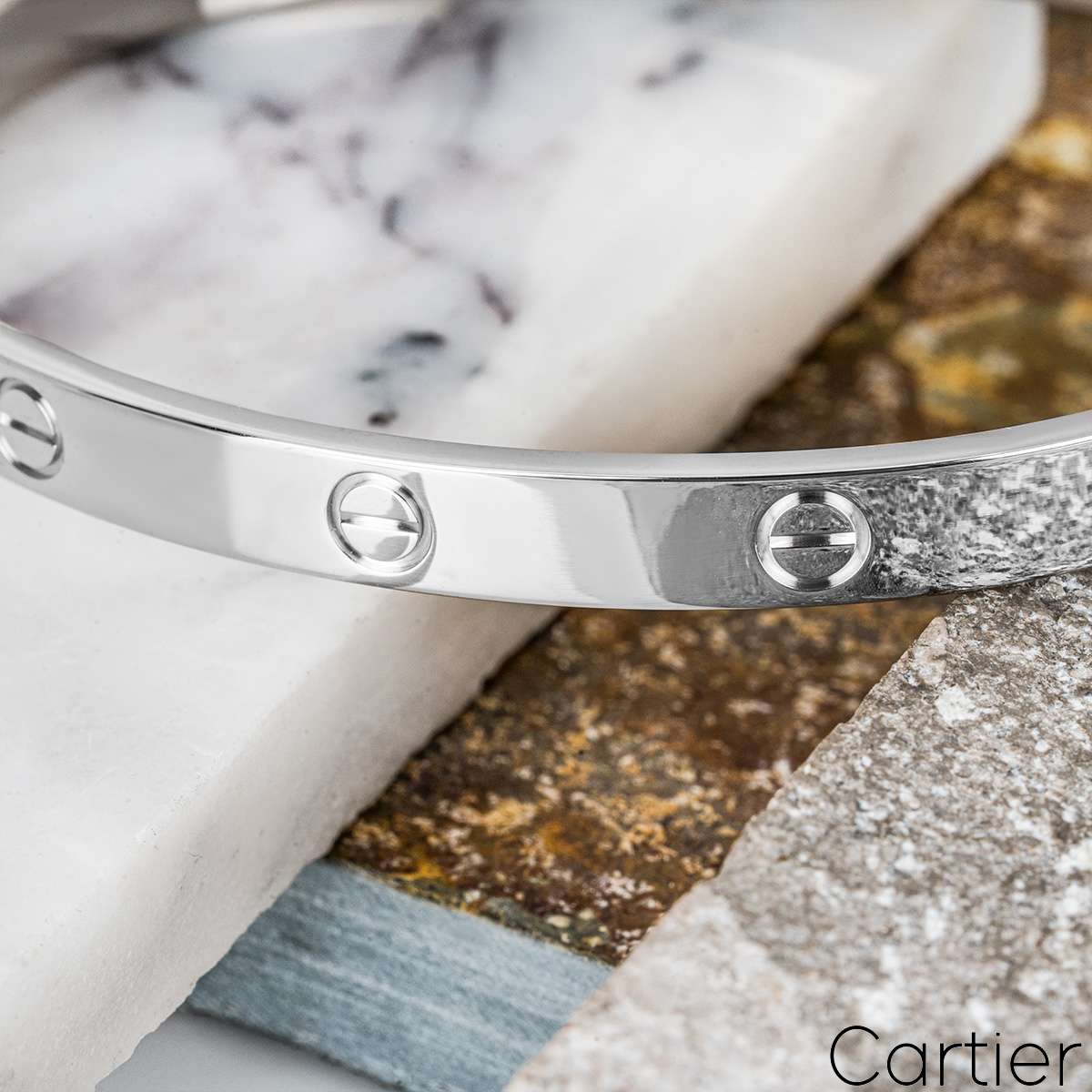 Cartier White Gold Plain Love Bracelet Size 21 B6035421 Cartier White Gold Plain Love Bracelet Size 21 B6035421